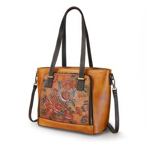 4982 Tote Bag Leather Shoulder Bag Purses Vintage Satchels Handbag Retro